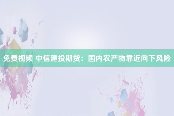 免费视频 中信建投期货：国内农产物靠近向下风险