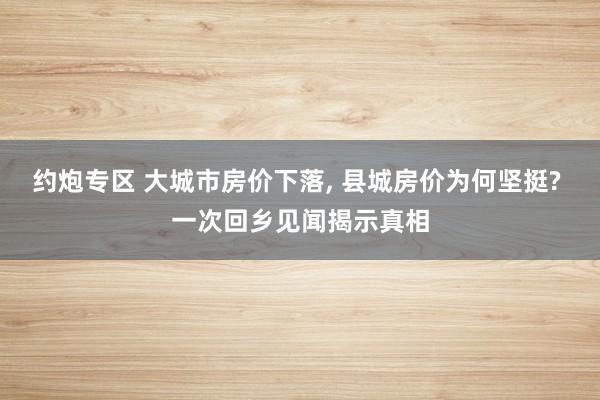 约炮专区 大城市房价下落， 县城房价为何坚挺? 一次回乡见闻揭示真相