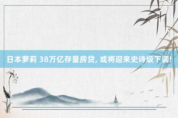 日本萝莉 38万亿存量房贷， 或将迎来史诗级下调!