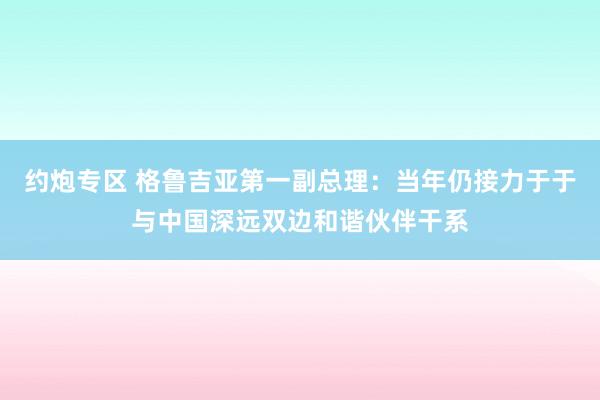 约炮专区 格鲁吉亚第一副总理：当年仍接力于于与中国深远双边和谐伙伴干系