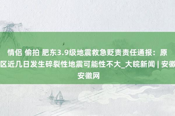 情侣 偷拍 肥东3.9级地震救急贬责责任通报：原震区近几日发生碎裂性地震可能性不大_大皖新闻 | 安徽网