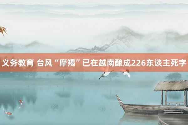 义务教育 台风“摩羯”已在越南酿成226东谈主死字