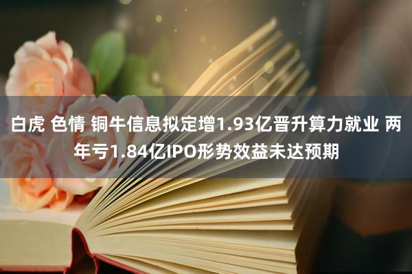 白虎 色情 铜牛信息拟定增1.93亿晋升算力就业 两年亏1.84亿IPO形势效益未达预期