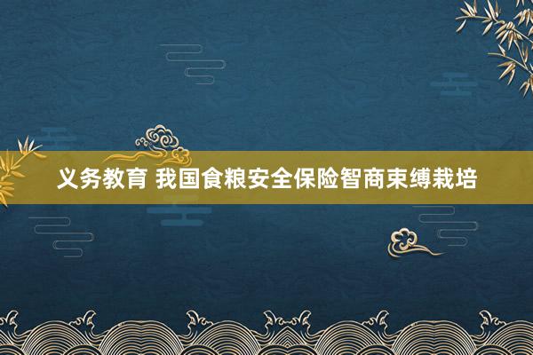 义务教育 我国食粮安全保险智商束缚栽培