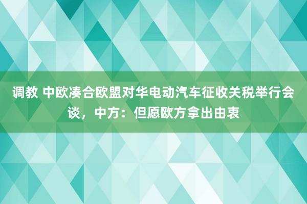 调教 中欧凑合欧盟对华电动汽车征收关税举行会谈，中方：但愿欧方拿出由衷