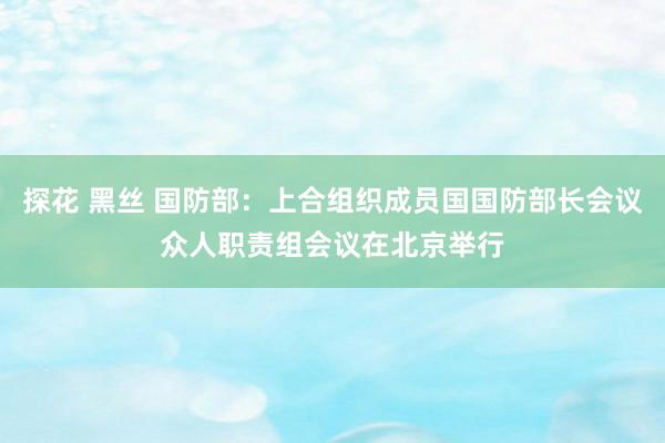 探花 黑丝 国防部：上合组织成员国国防部长会议众人职责组会议在北京举行