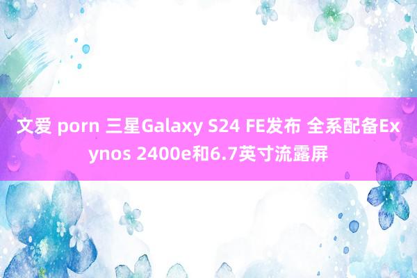 文爱 porn 三星Galaxy S24 FE发布 全系配备Exynos 2400e和6.7英寸流露屏