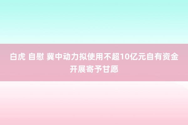 白虎 自慰 冀中动力拟使用不超10亿元自有资金开展寄予甘愿