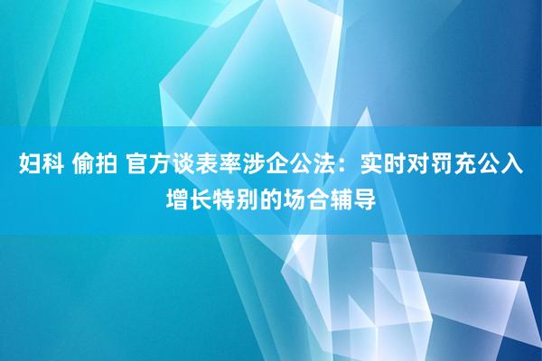 妇科 偷拍 官方谈表率涉企公法：实时对罚充公入增长特别的场合辅导