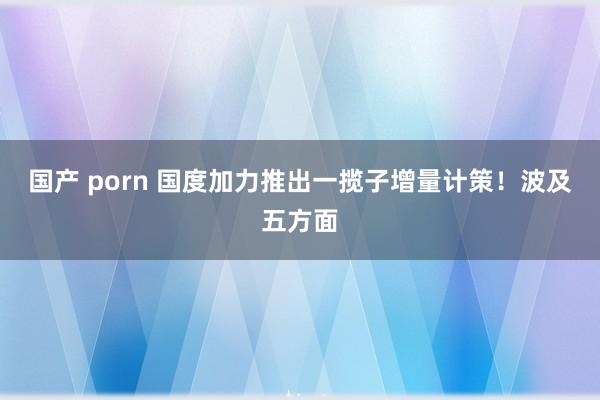 国产 porn 国度加力推出一揽子增量计策！波及五方面