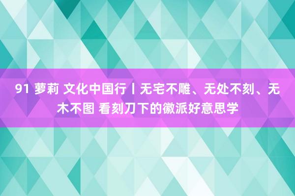 91 萝莉 文化中国行丨无宅不雕、无处不刻、无木不图 看刻刀下的徽派好意思学