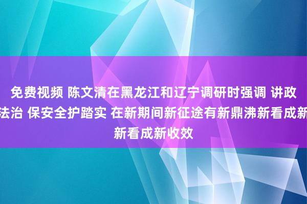 免费视频 陈文清在黑龙江和辽宁调研时强调 讲政事强法治 保安全护踏实 在新期间新征途有新鼎沸新看成新收效