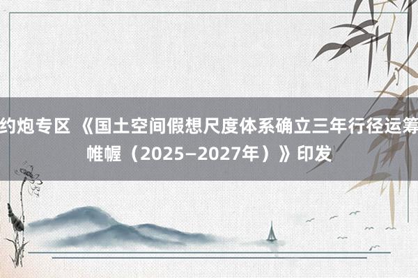 约炮专区 《国土空间假想尺度体系确立三年行径运筹帷幄（2025—2027年）》印发