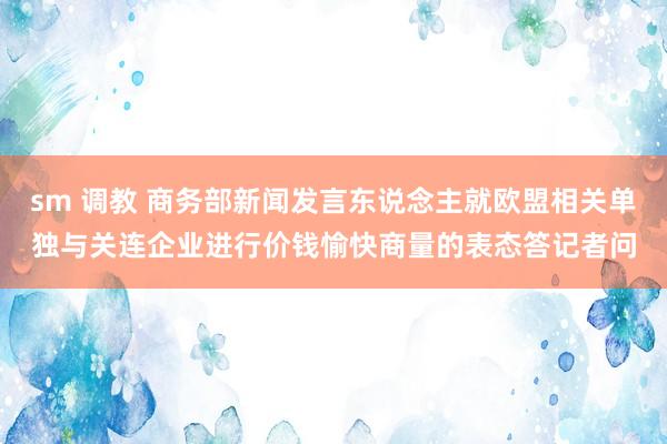 sm 调教 商务部新闻发言东说念主就欧盟相关单独与关连企业进行价钱愉快商量的表态答记者问