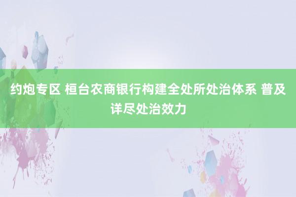 约炮专区 桓台农商银行构建全处所处治体系 普及详尽处治效力