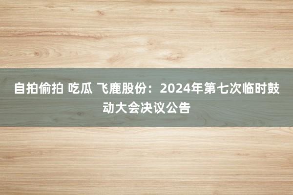 自拍偷拍 吃瓜 飞鹿股份：2024年第七次临时鼓动大会决议公告