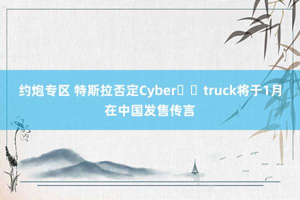 约炮专区 特斯拉否定Cyber​​truck将于1月在中国发售传言