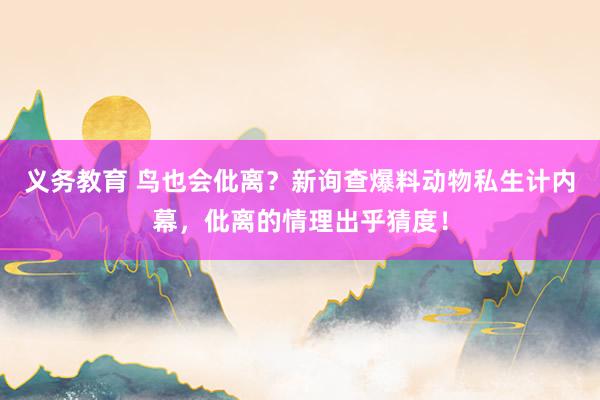 义务教育 鸟也会仳离？新询查爆料动物私生计内幕，仳离的情理出乎猜度！