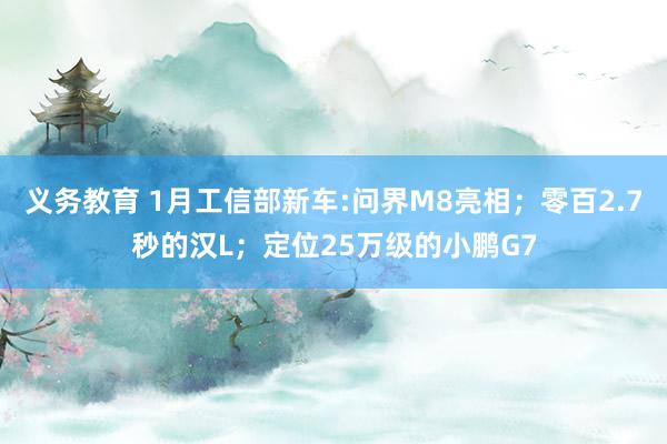 义务教育 1月工信部新车:问界M8亮相；零百2.7秒的汉L；定位25万级的小鹏G7